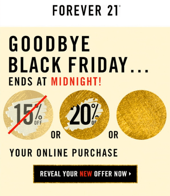 forever 21 black friday email examples