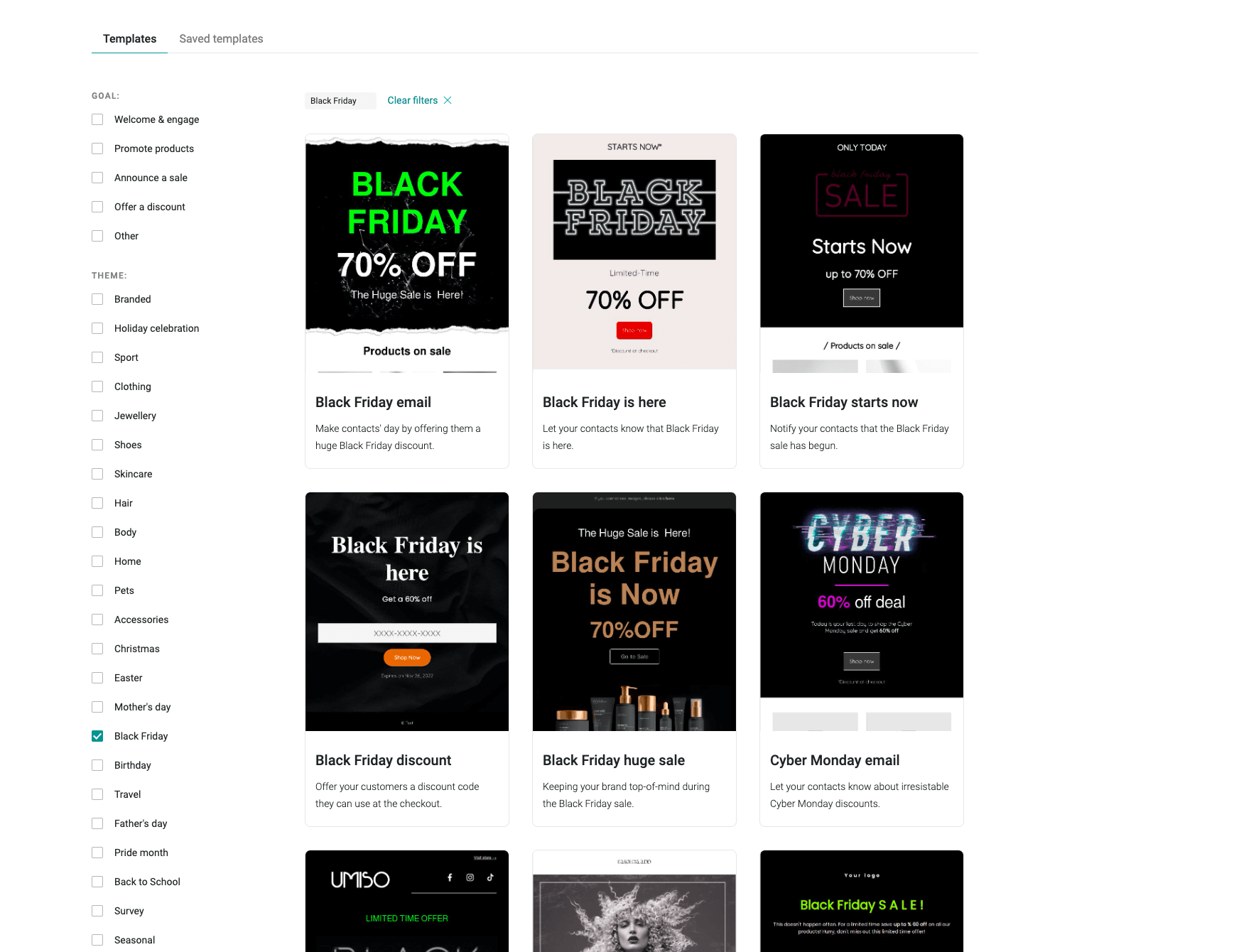 Omnisend black friday template library 