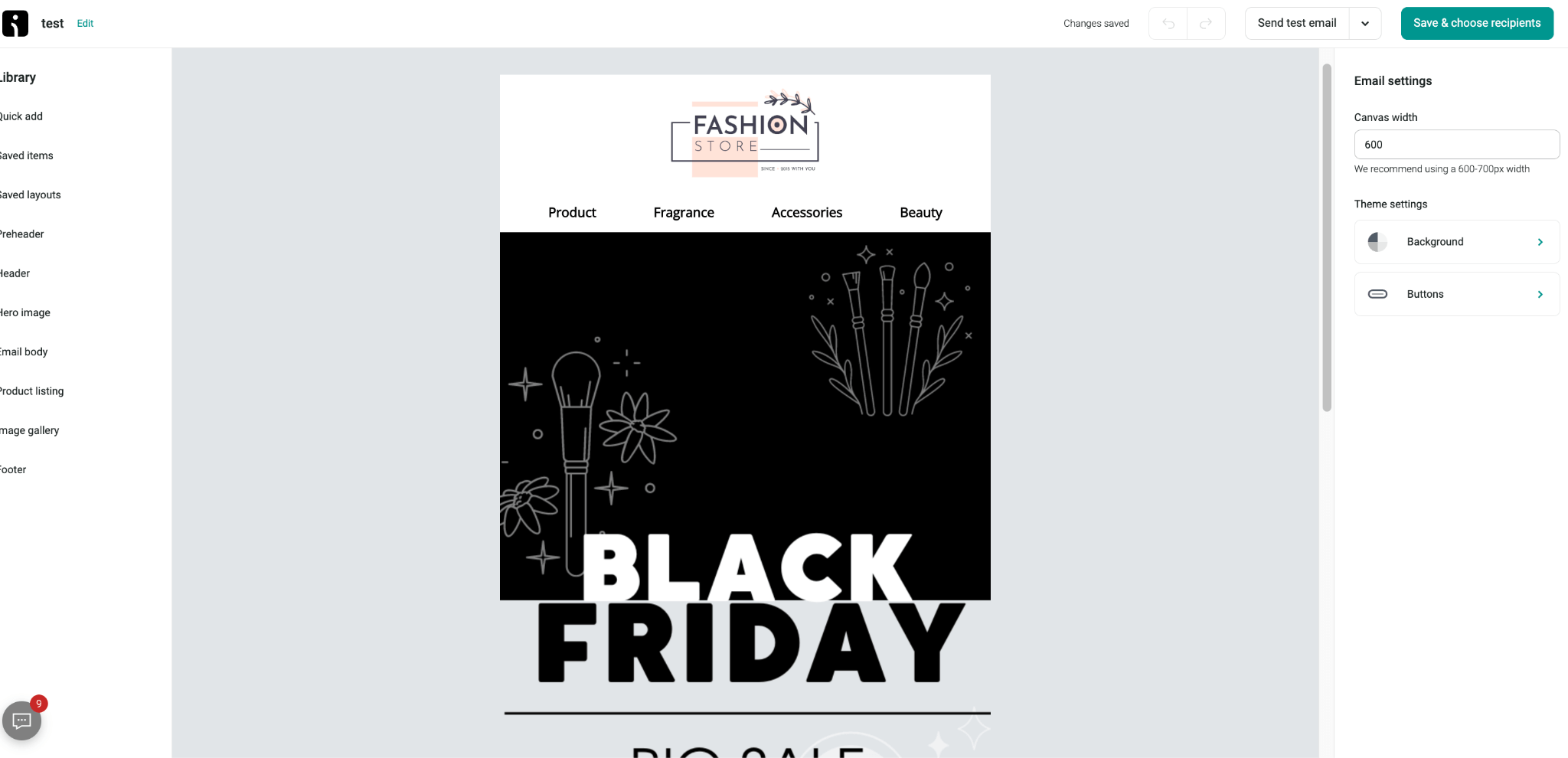 Omnisend black friday email template example 