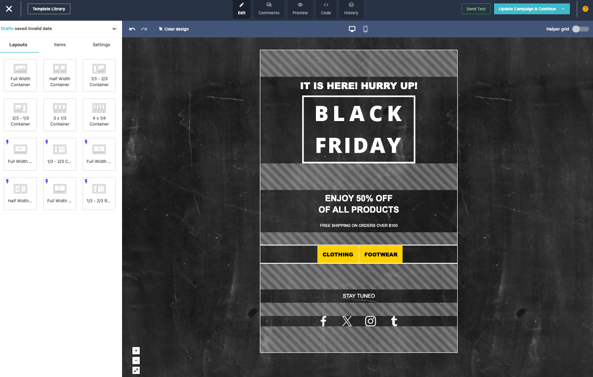 Moosend black friday email template example