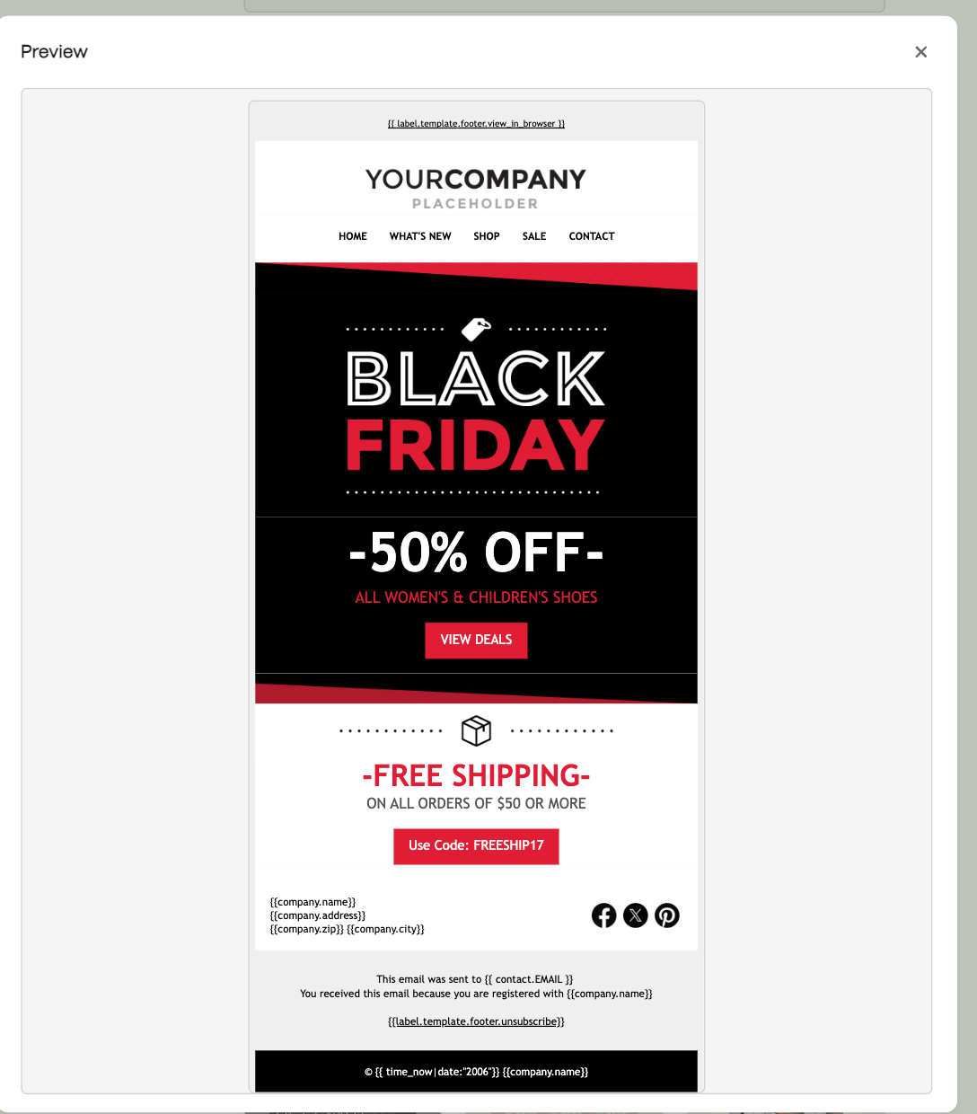 Brevo black friday email template example 