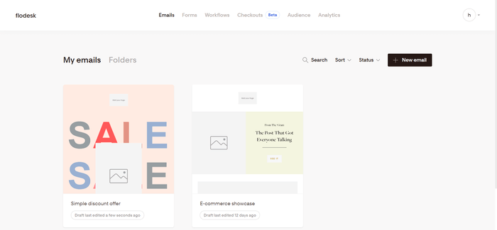 Flodesk user interface