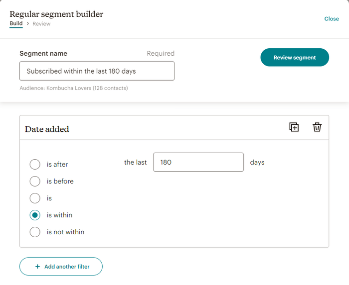 Mailchimp segment
