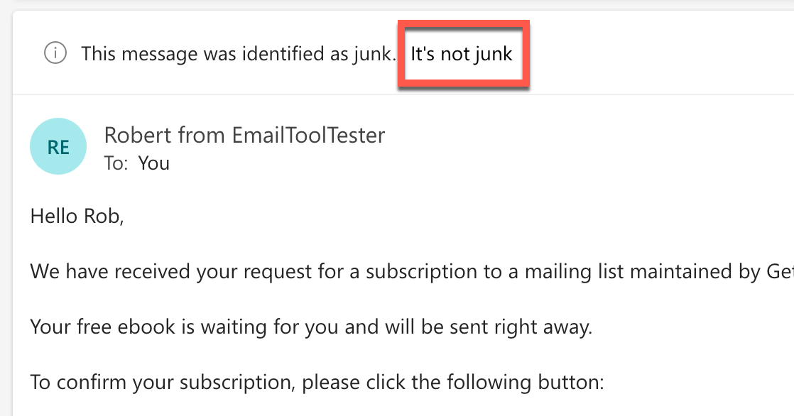 outlook mark safe