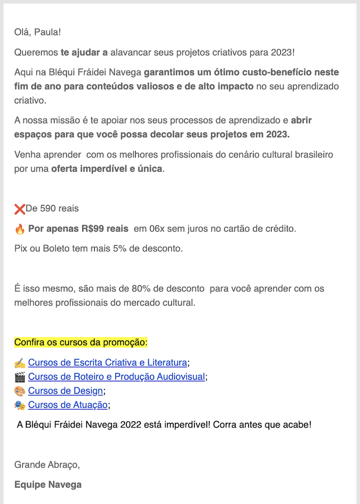 exemplo email marketing personalizado