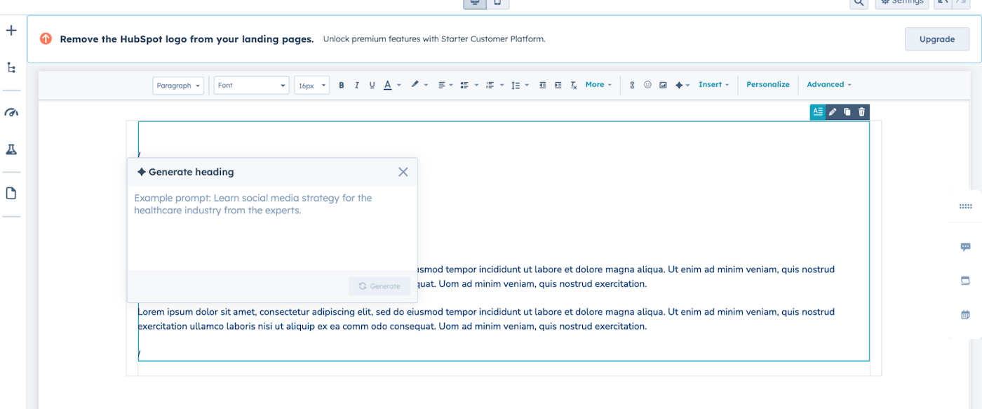 HubSpot AI content assistant