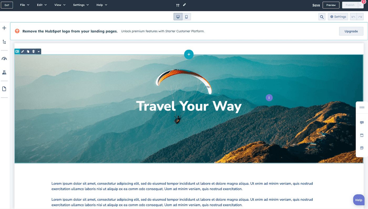 HubSpot landing page