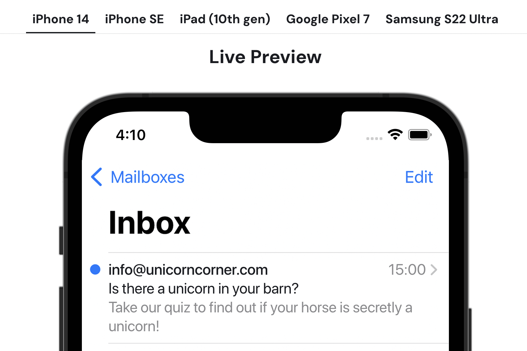 EmailTooltester subject line preview