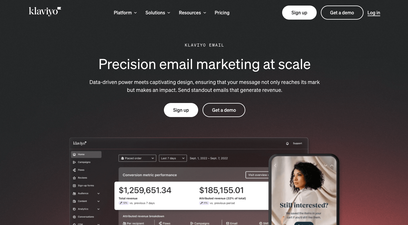klaviyo homepage