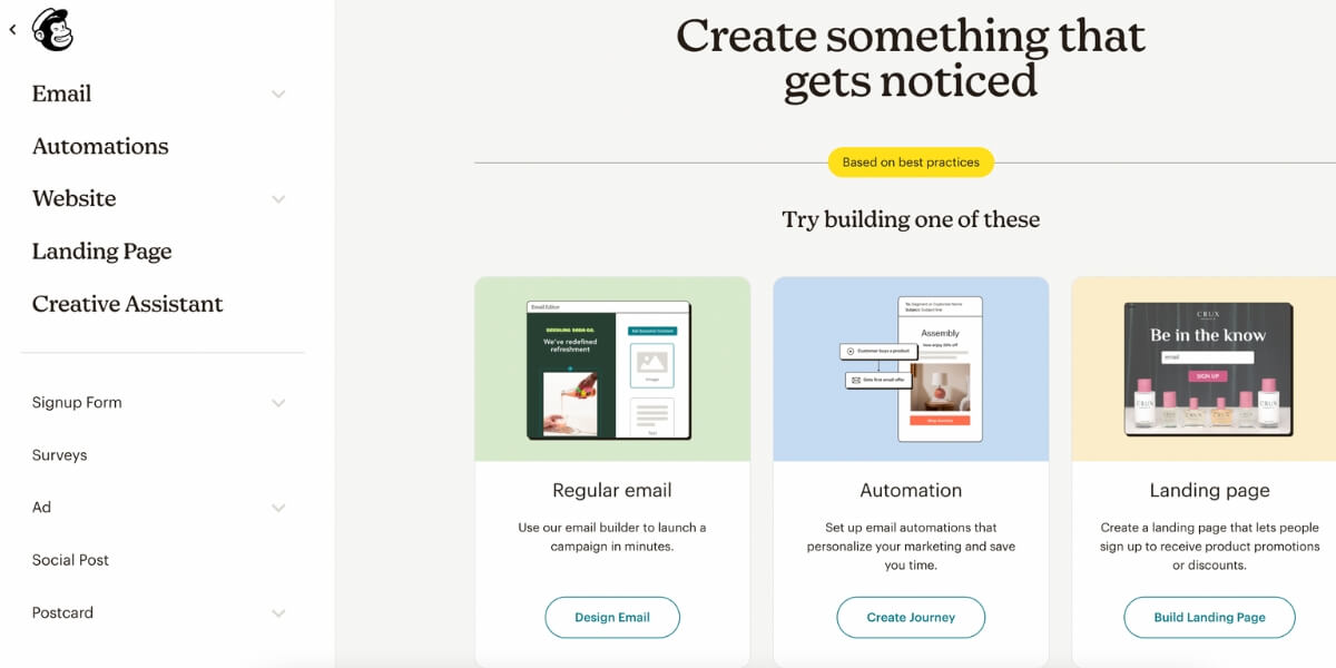 Mailchimp dashboard