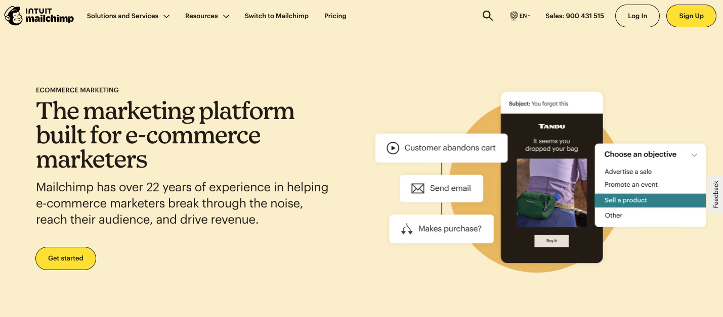 mailchimp homepage