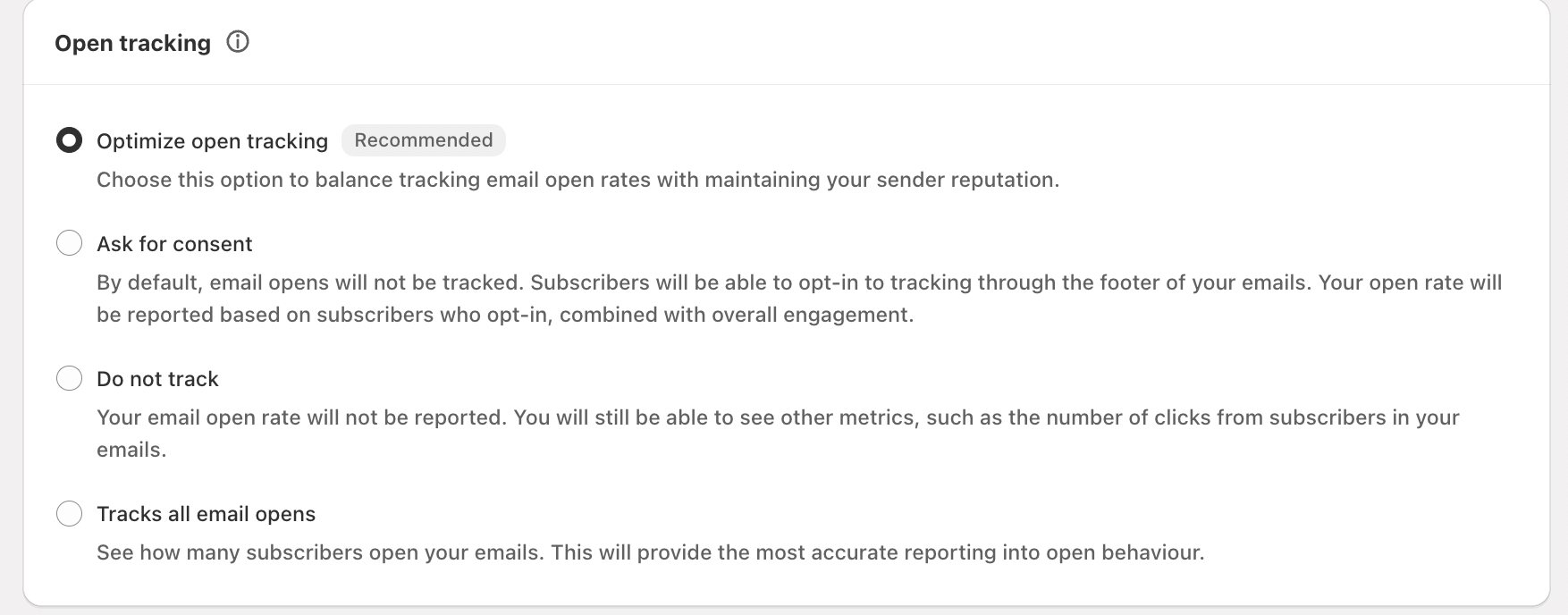 Shopify Email open tracking