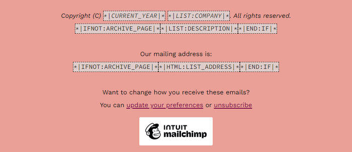 Mailchimp email footer