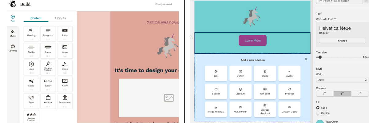 mailchimp vs shopify email builder