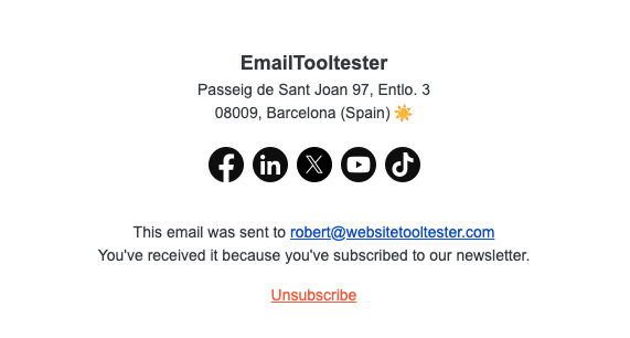 unsubscribe link in newsletter