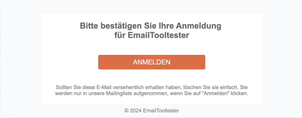 bestätigungs e-mail emailtooltester