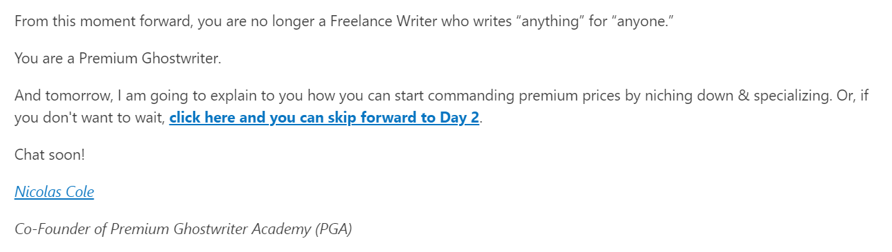 Email-based course skip-forward