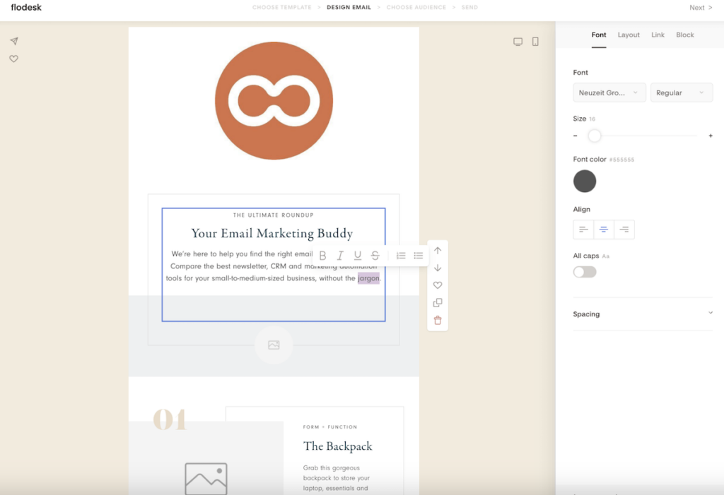 flodesk email editor