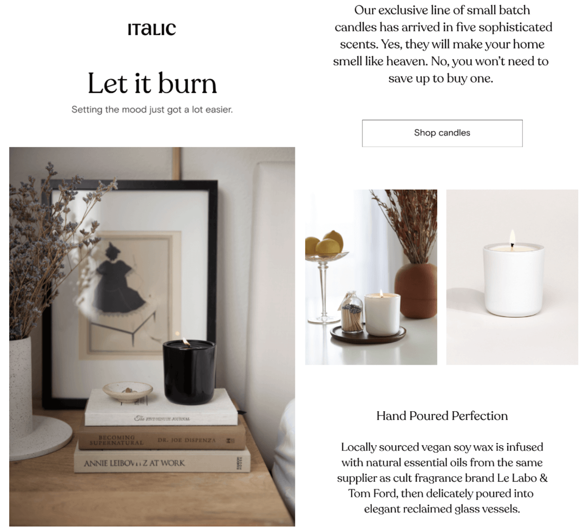 italic imagery email example