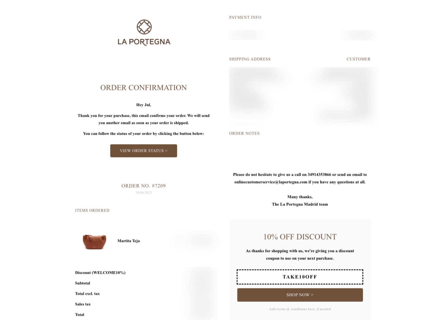la portegna transactional email