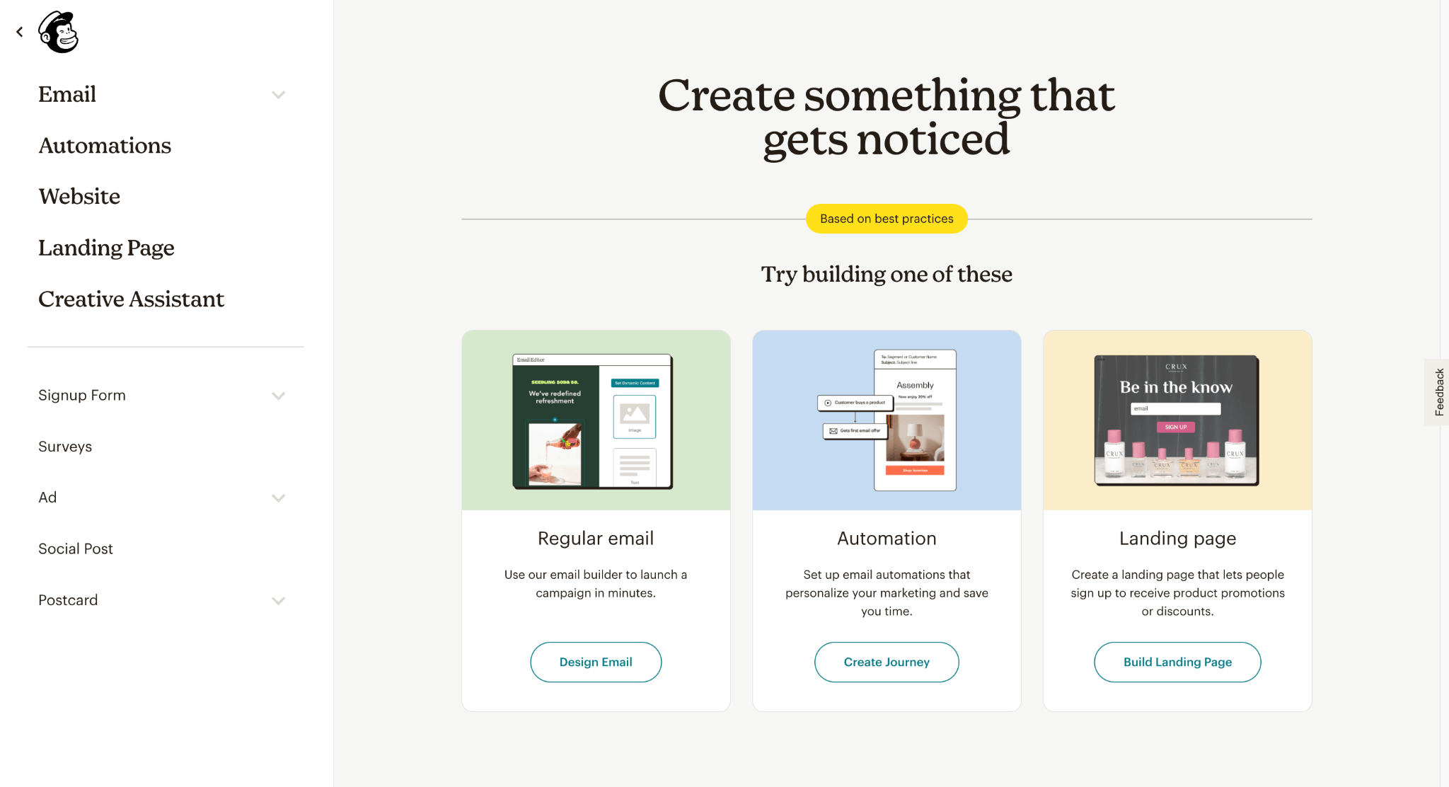 Mailchimp tutorial email campaign types
