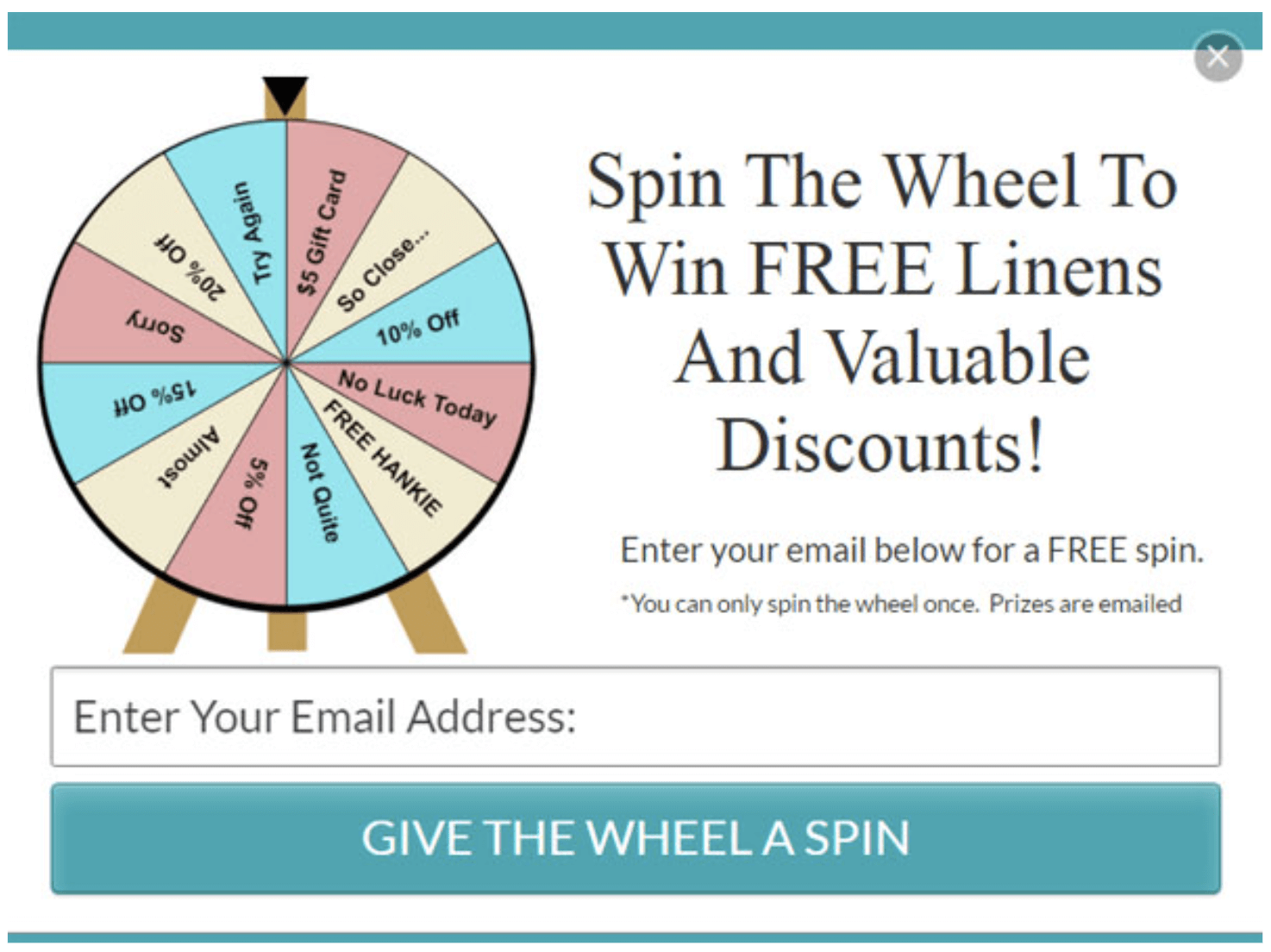 steve chou spin the wheel signup form