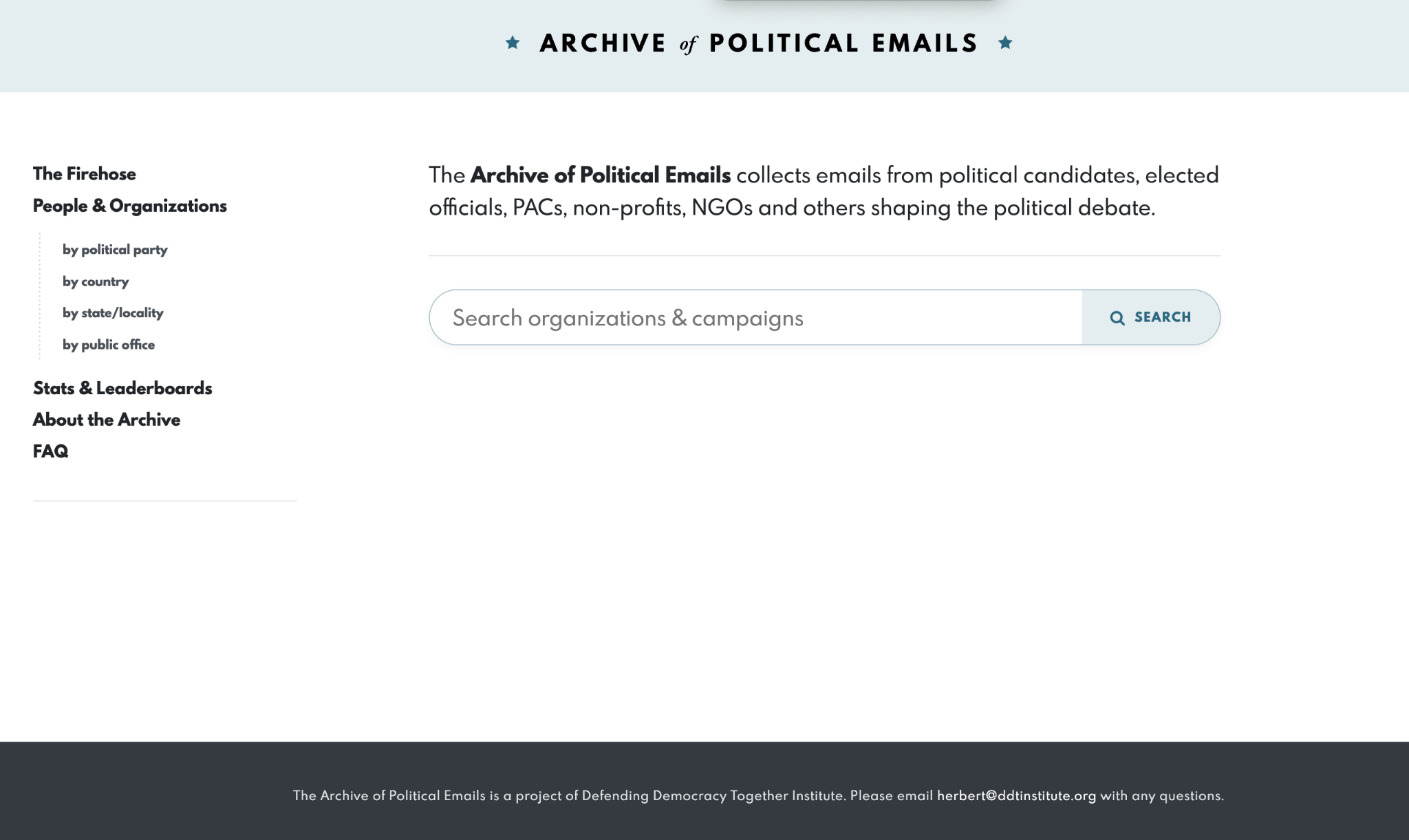 Archive of Political Emails Homepage