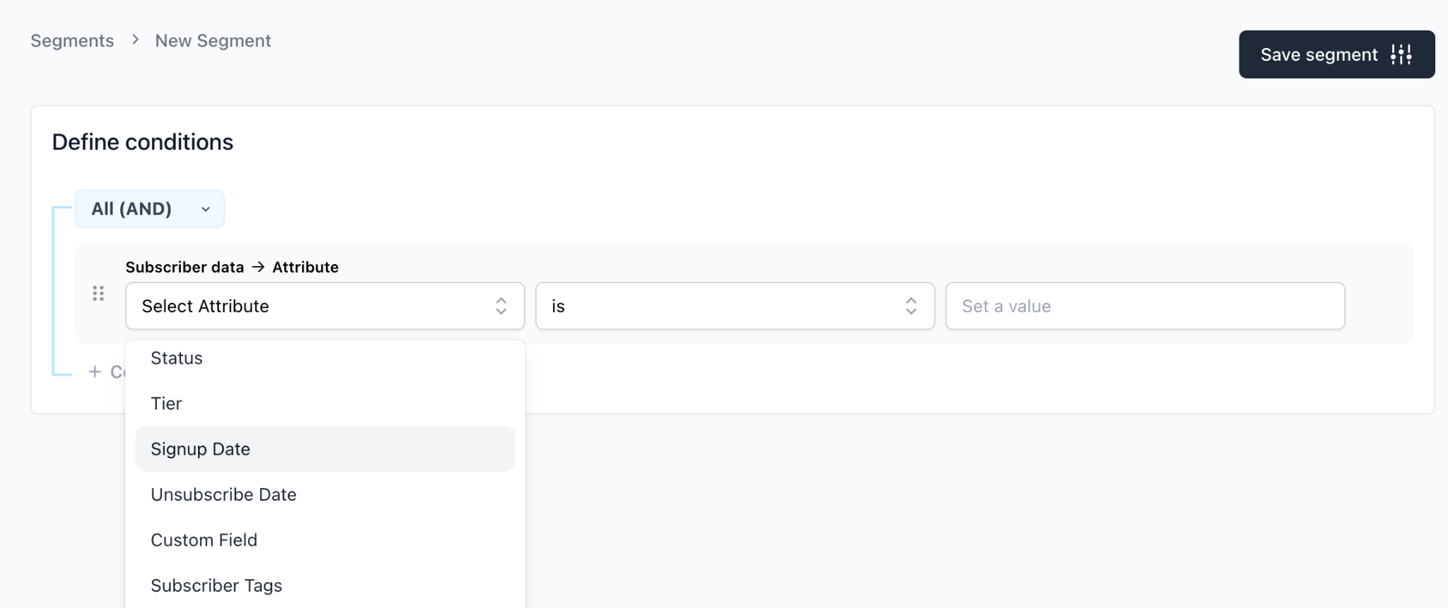 Beehiiv segment preferences 