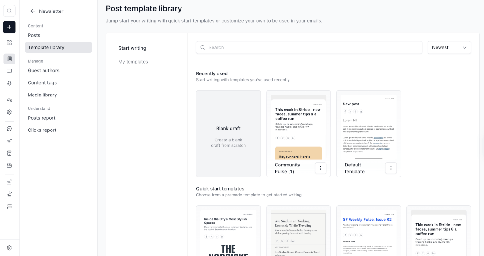 beehiiv quickstart templates