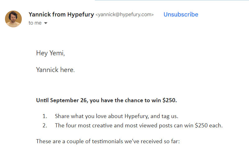 Gamified email contest