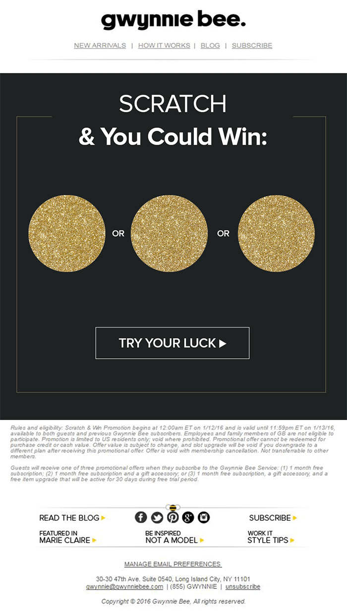 Gamified email scratch card 