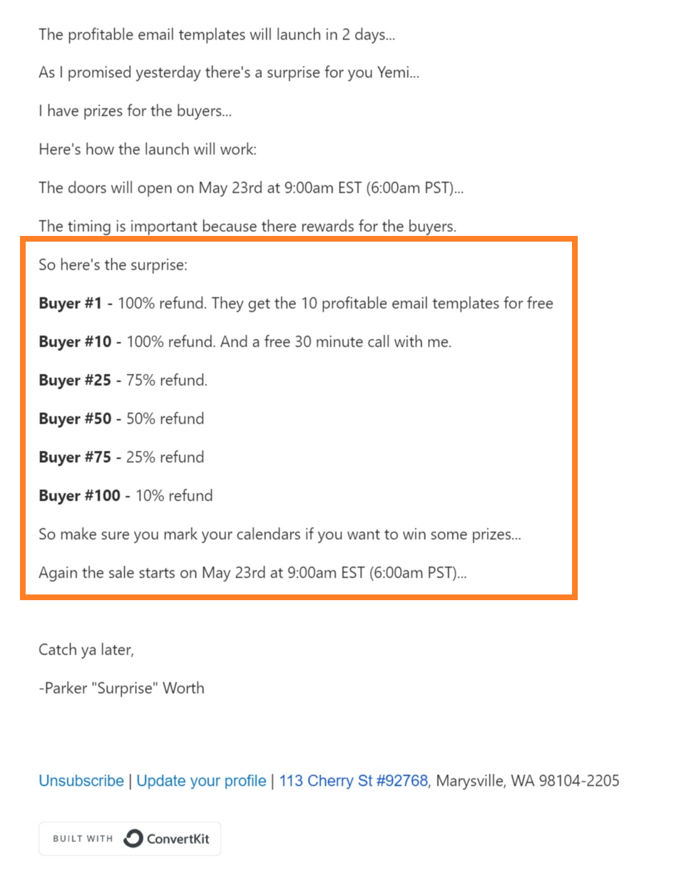 gamified product launch email