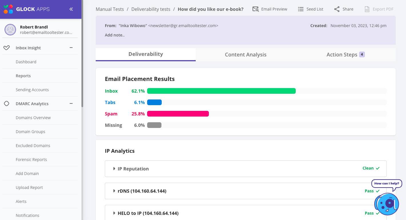 glock apps email deliverability tool