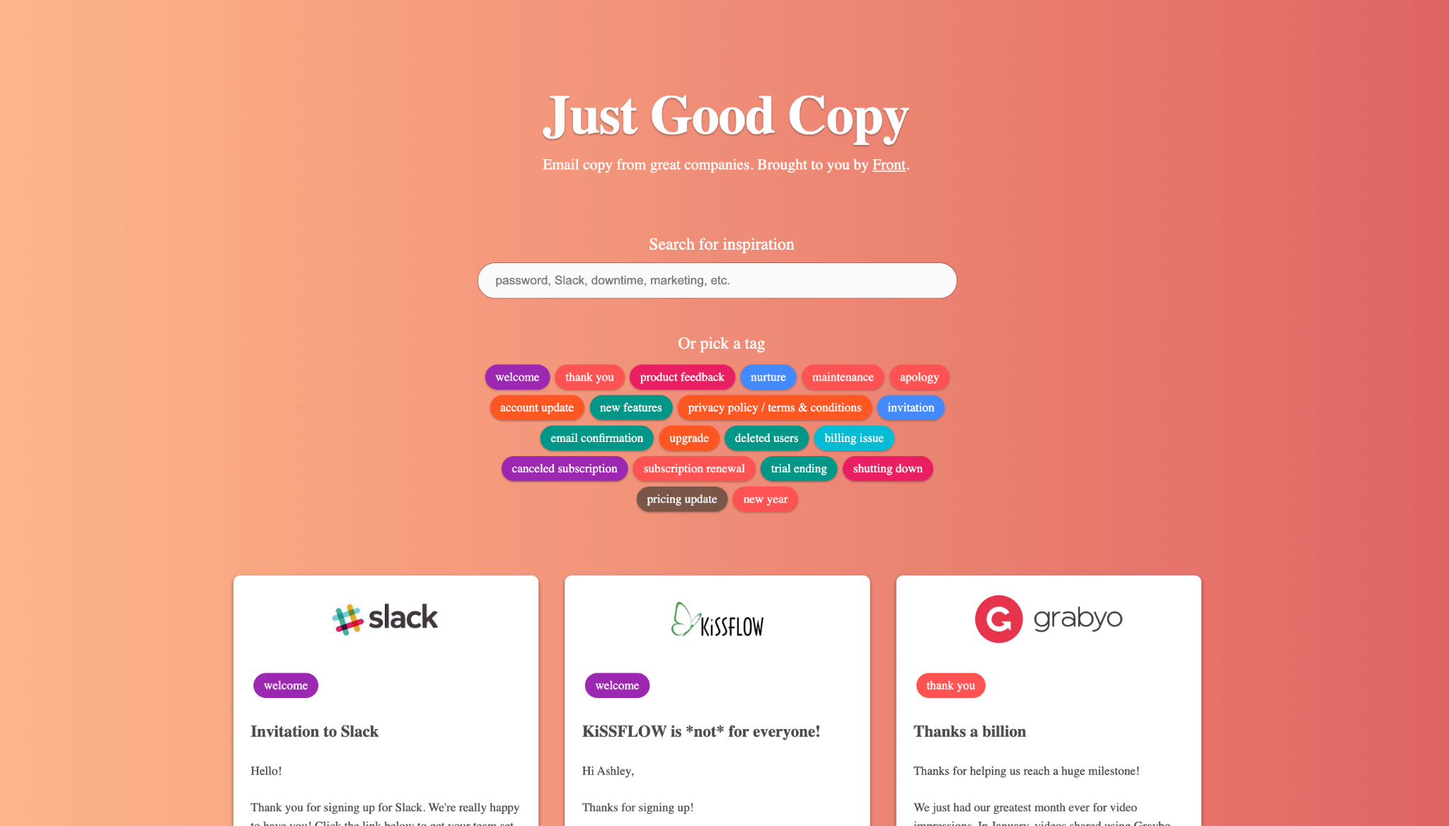 Good Email Copy Homepage