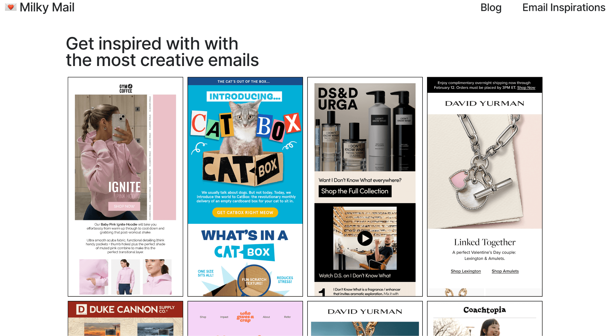 Milky Mail Homepage email inspiration