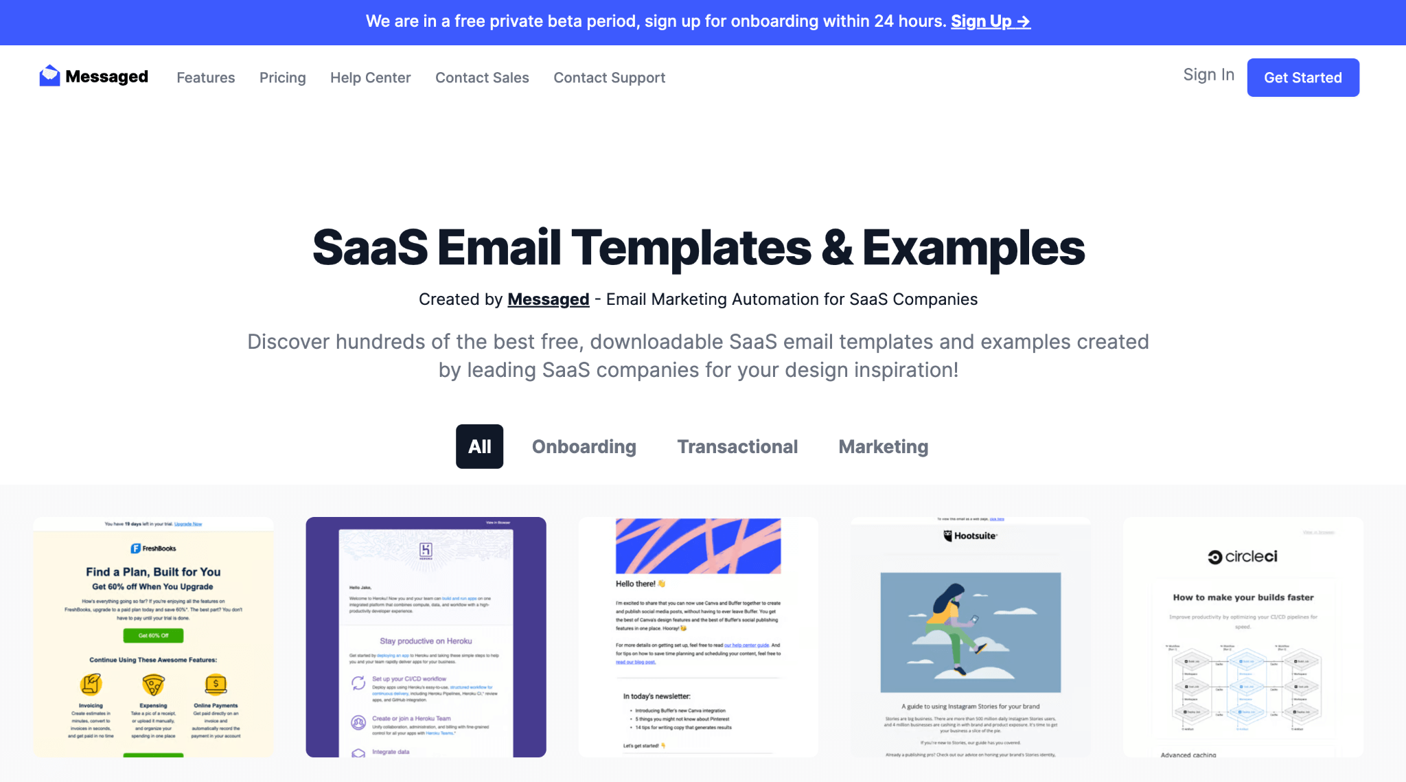 SaaS Email Templates Homepage