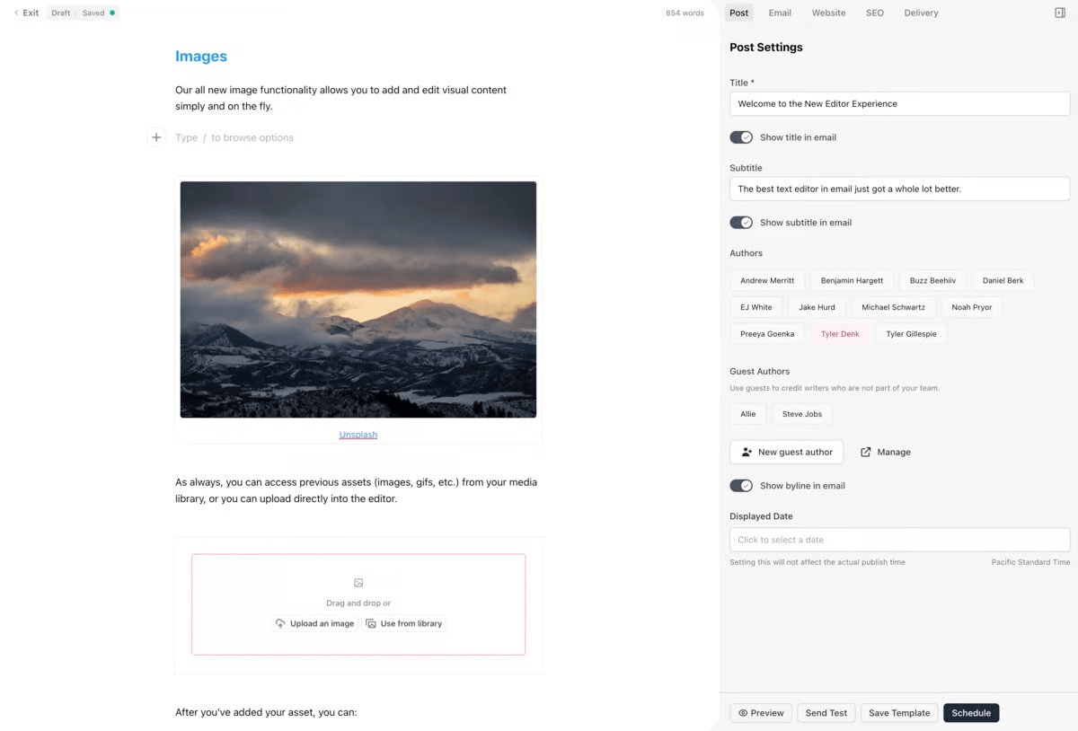 Substack classic email editor