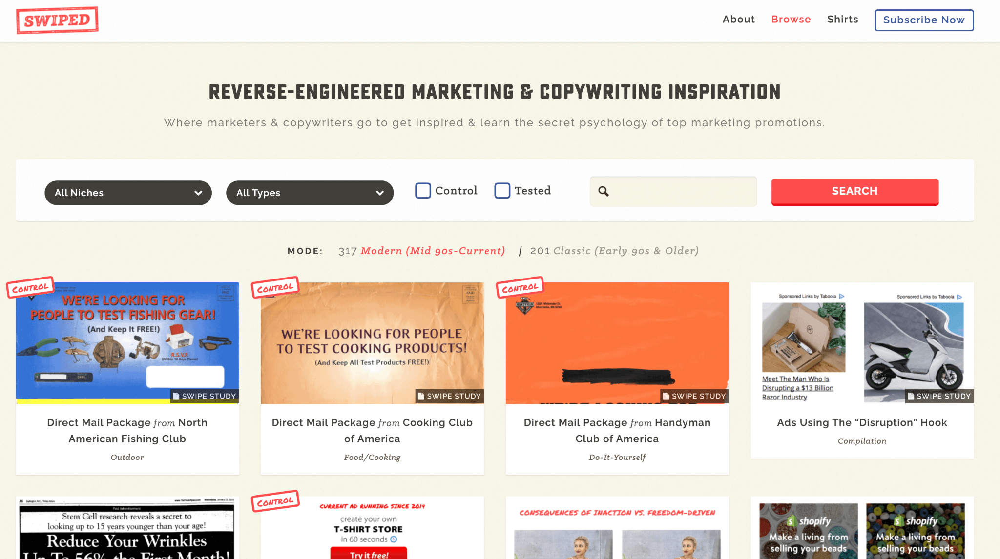 Swiped Homepage