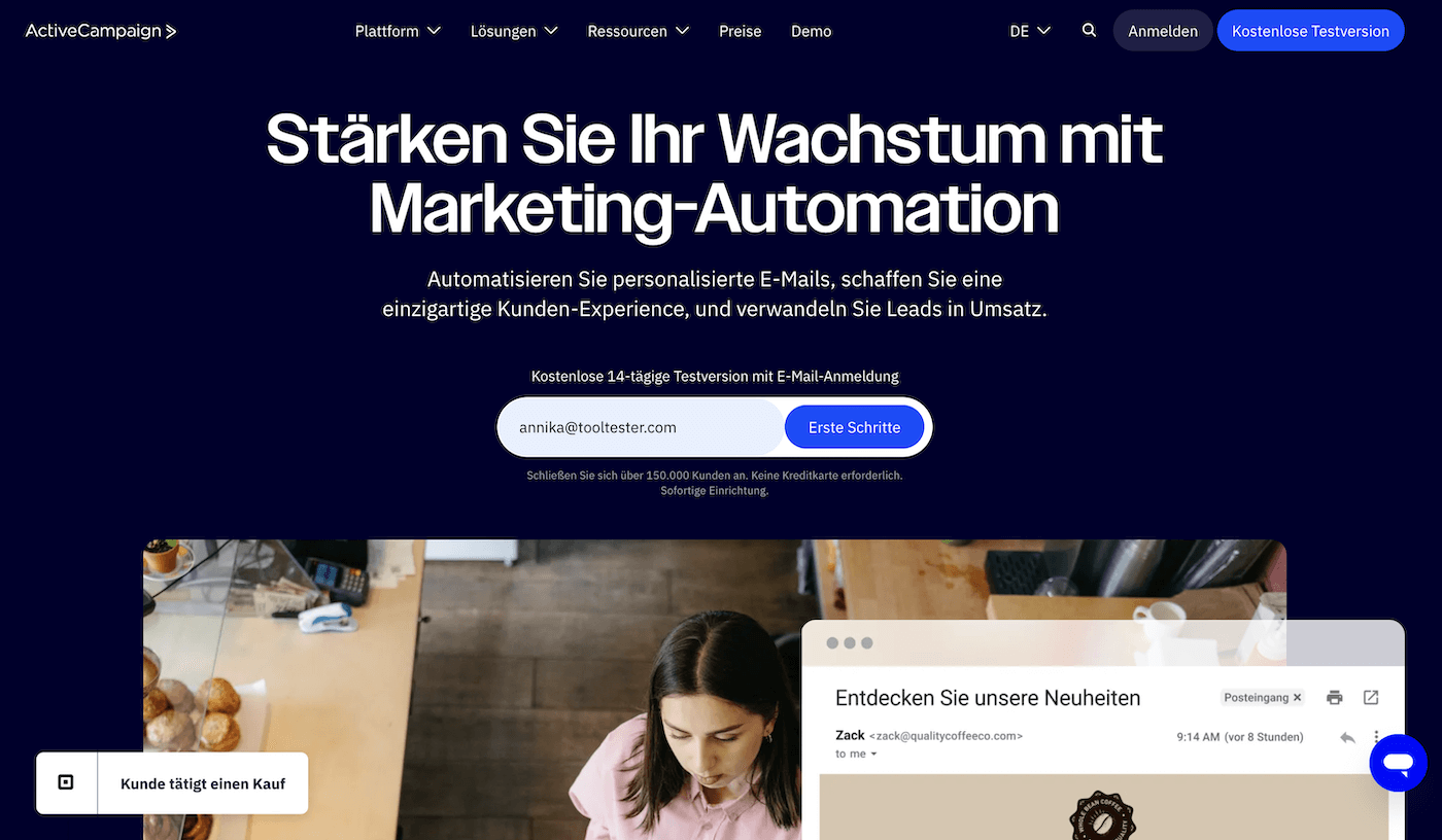 activecampaign homepage 