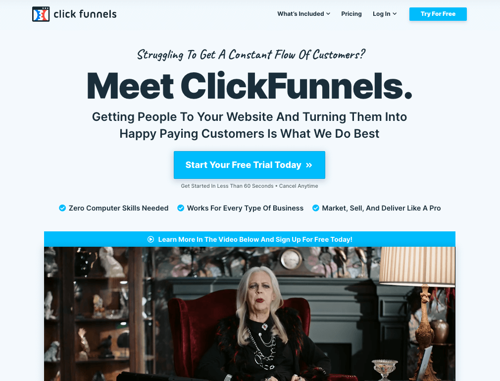 clickfunnels homepage