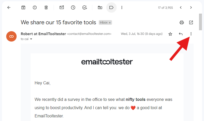 Gmail 3 dots