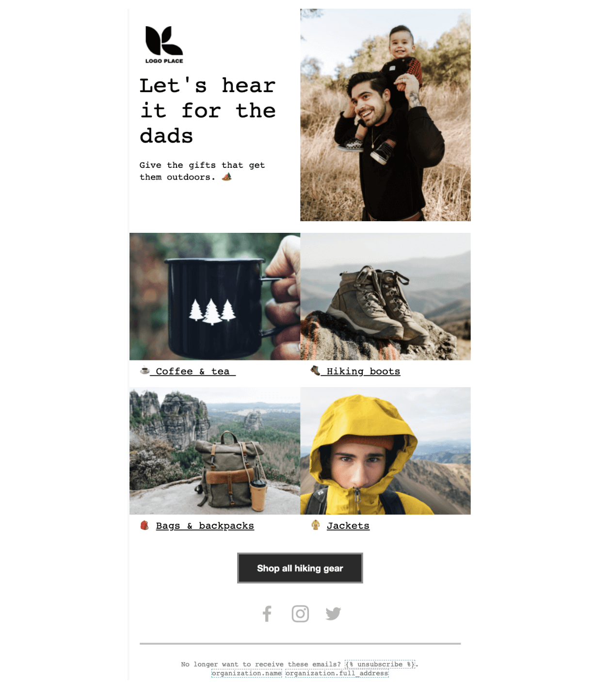 Klaviyo Father’s Day sale email template