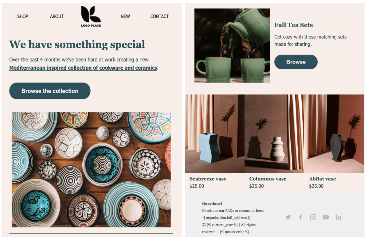 Klaviyo new collection email template