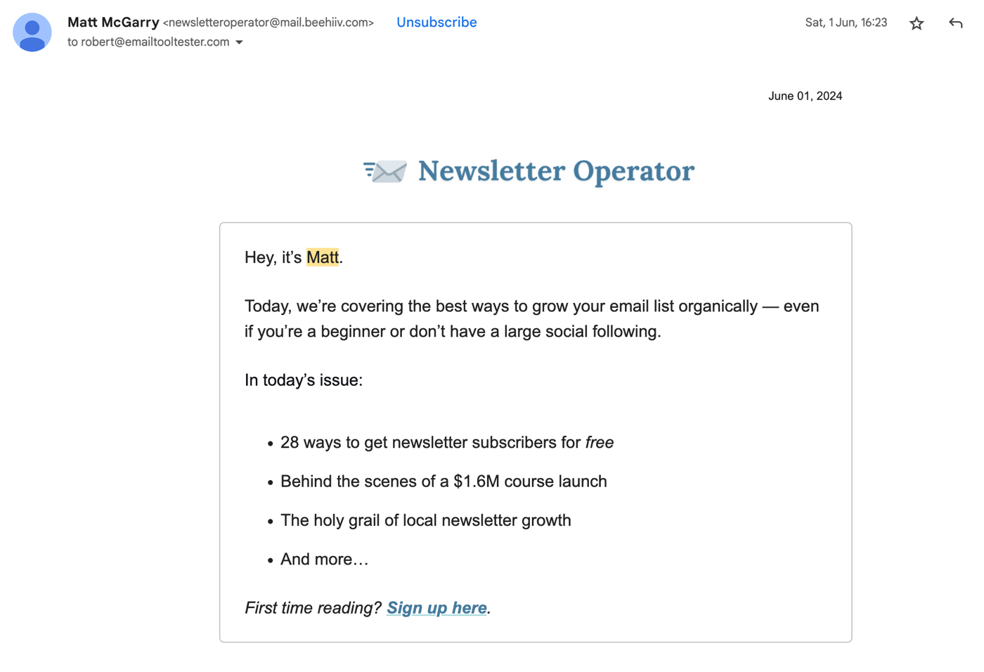 newsletter operator
