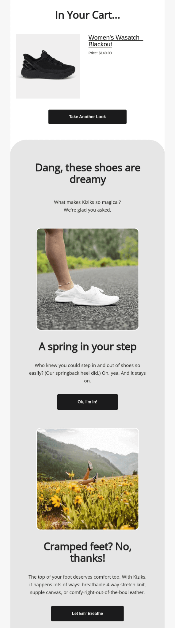 shoes abandoned cart email