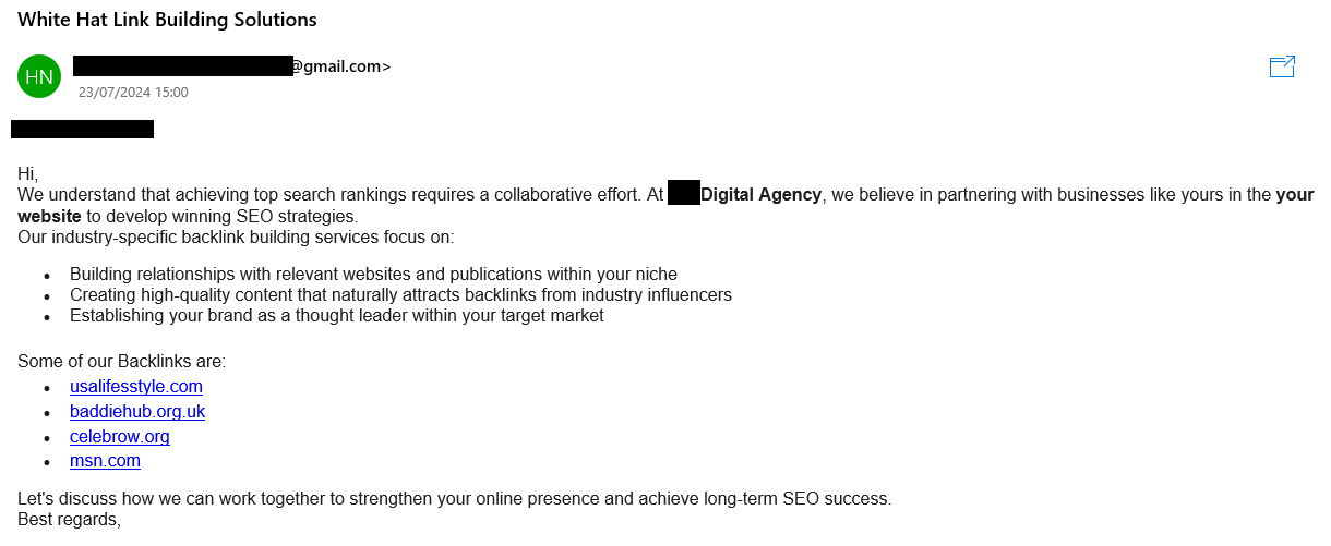 bad cold email example 2