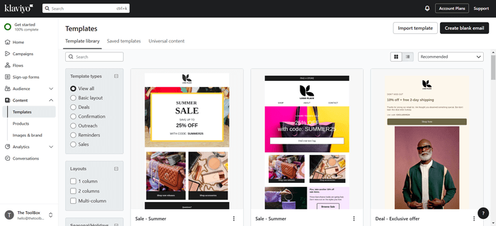 Klaviyo email templates