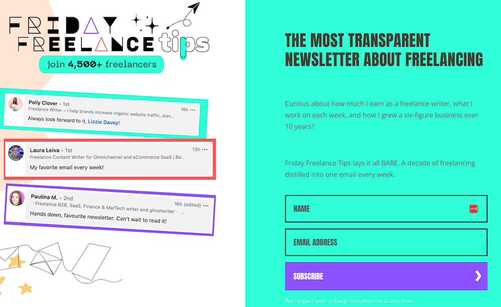 lizzie davey newsletter signup form