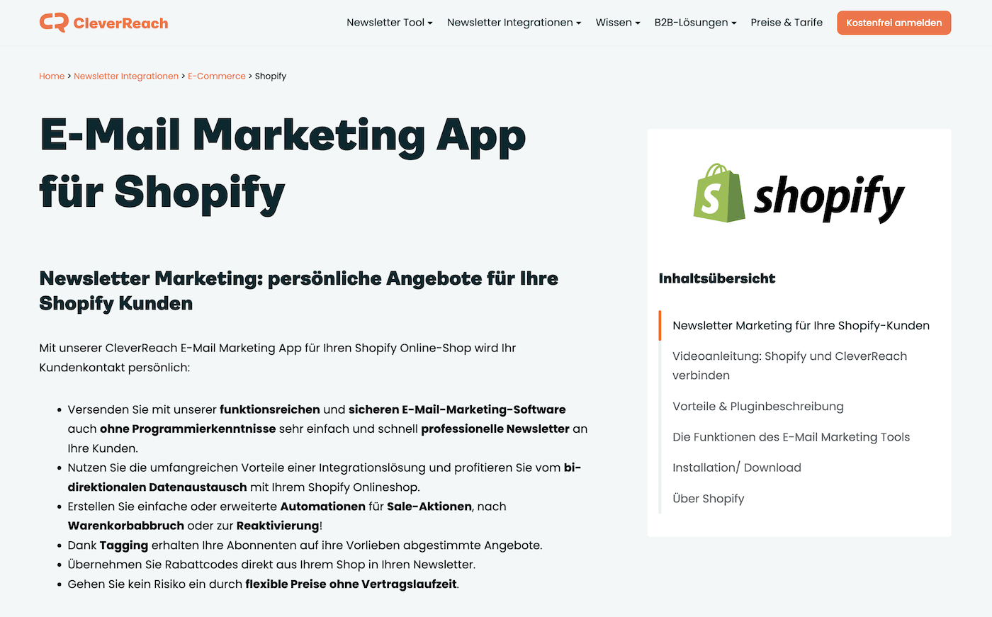 cleverreach shopify