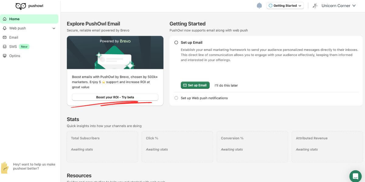 shopify pushowl brevo beta